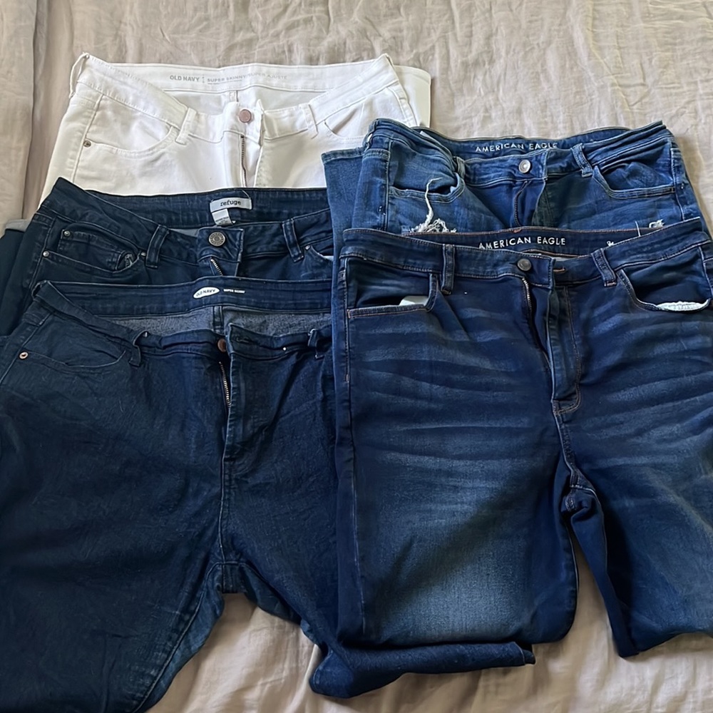 Denim Jeans - 5 pairs, size 16: American Eagle, Old Navy, Refuge